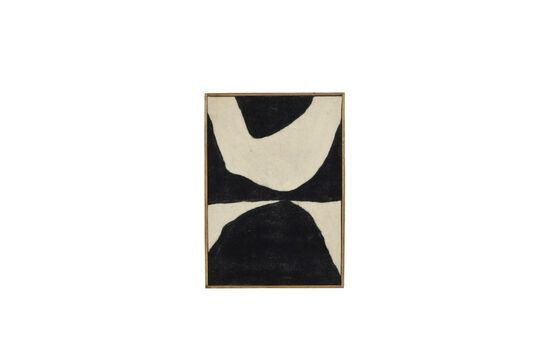 Abstract canvas met zwart en wit houten frame Wooly