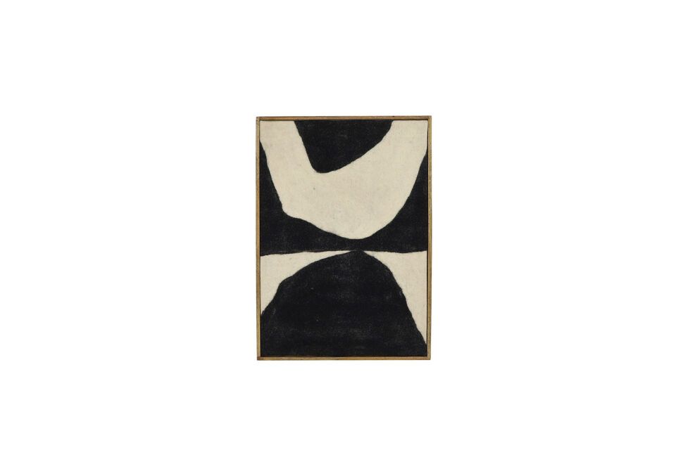 Abstract canvas met zwart en wit houten frame Wooly Pomax