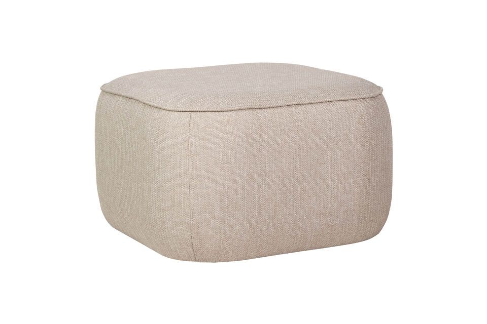 Beige stoffen poef Cube Hübsch