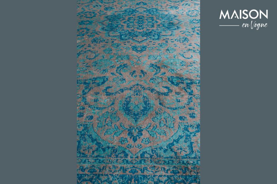 Blauw stoffen vloerkleed 200x200 cm Chi - 4