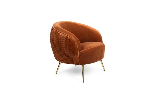 Curvy oranje fluwelen fauteuil Productfoto