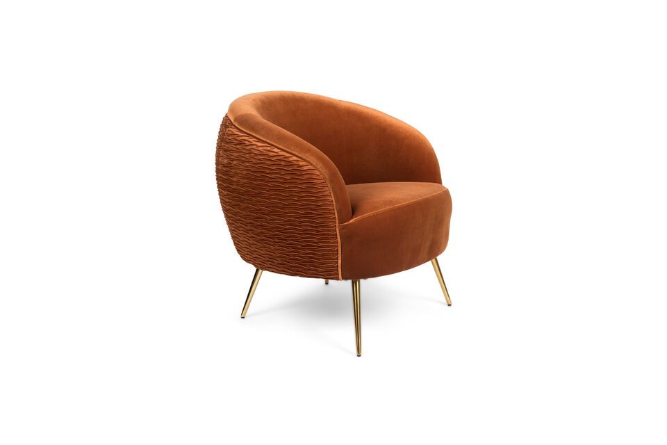 Curvy oranje fluwelen fauteuil Bold Monkey