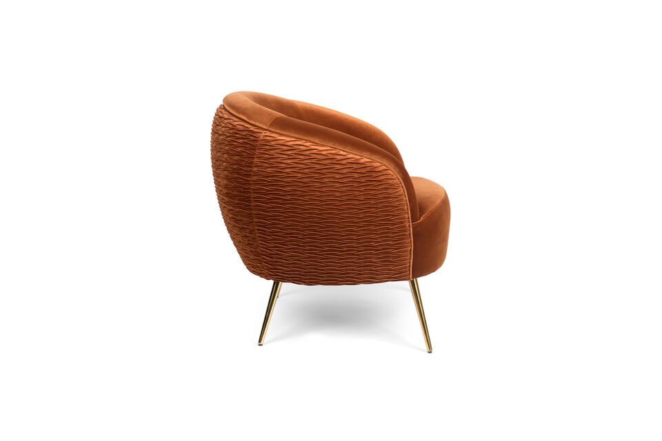 Curvy oranje fluwelen fauteuil - 4