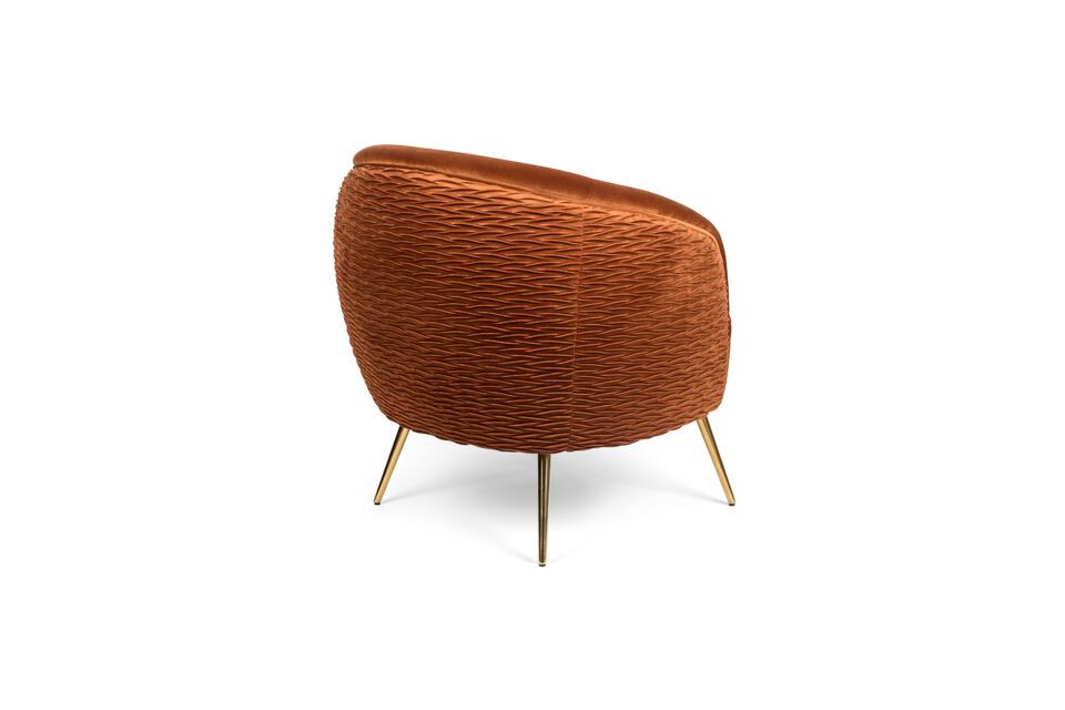 Curvy oranje fluwelen fauteuil - 5