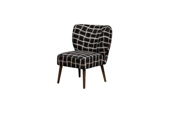 Fauteuil van donker hout en stof Waka Productfoto