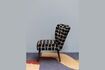 Miniatuur Fauteuil van donker hout en stof Waka 6