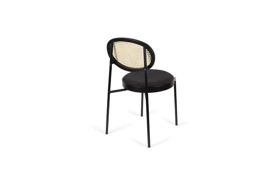 Fauteuil van geweven stof en zwart rotan - 5