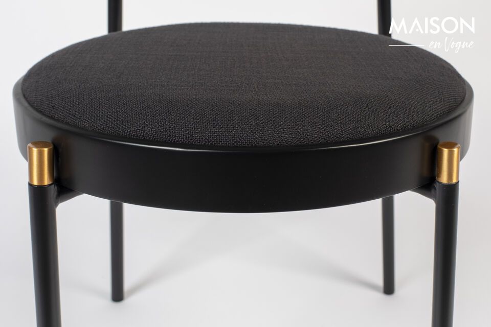 Fauteuil van geweven stof en zwart rotan - 11