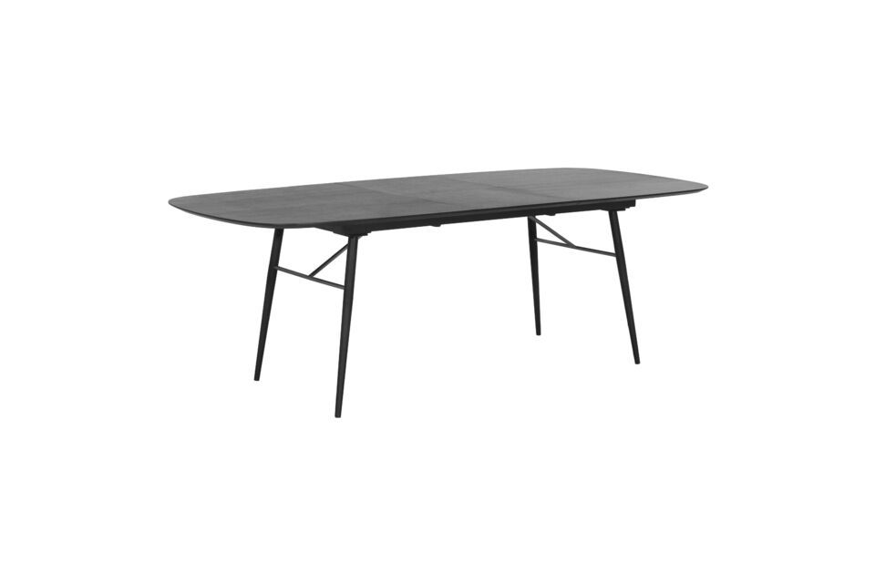 Deze tafel is ontworpen om functionaliteit en stijl te combineren en heeft een subliem blad van