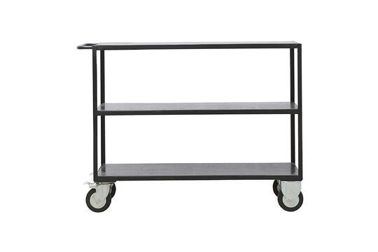 Kleine zwarte houten trolley Productfoto