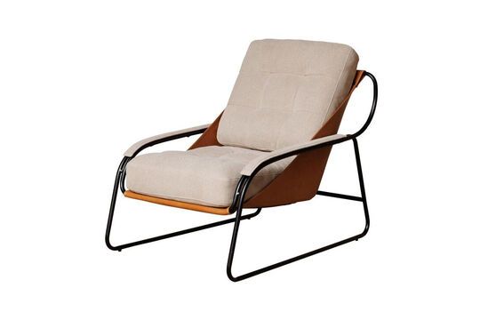 Lord bruin en beige leren fauteuil Productfoto