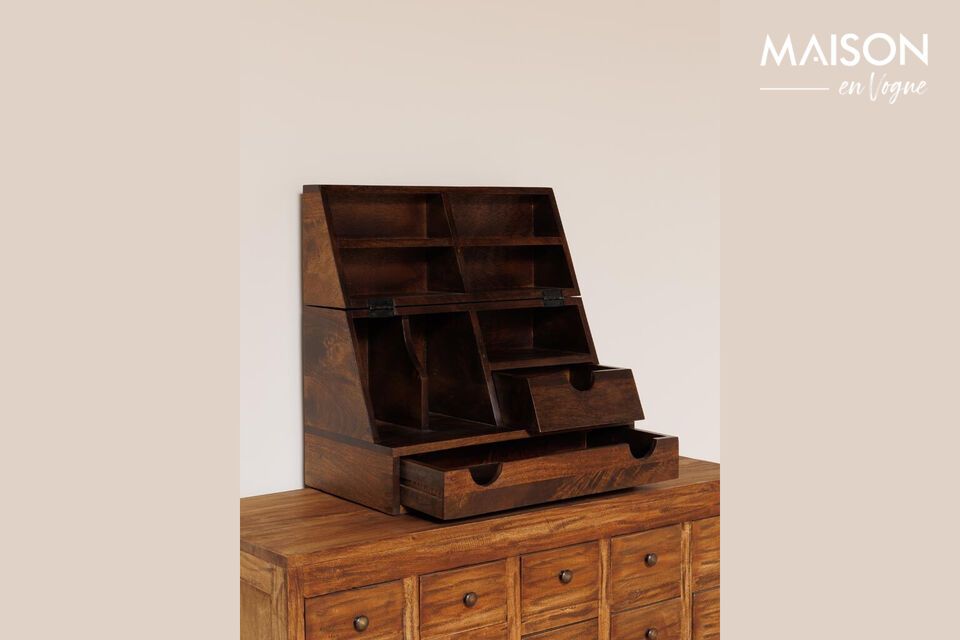 Optimaliseer je werkruimte met elegantie en functionaliteit dankzij de mango houten bureau organizer