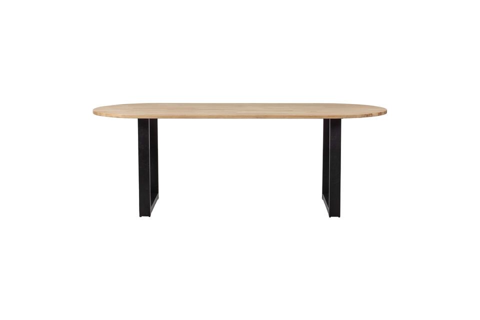 Ovale tafel 220x90 in beige massief eiken met U-vormige poten Tablo Woood