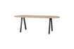 Miniatuur Ovale tafel 220x90 in beige massief eiken met vierkante poten Tablo 2