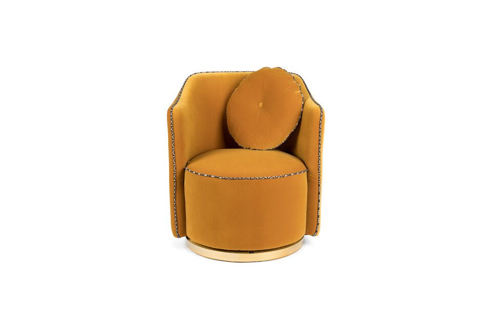 De Sassy fauteuil in okerfluweel van 71 cm x 71 cm x 81