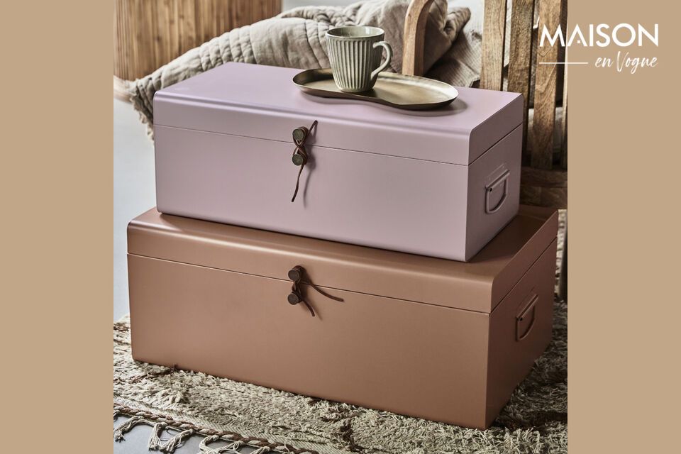 Set van 2 beige en roze metalen blikken House Doctor