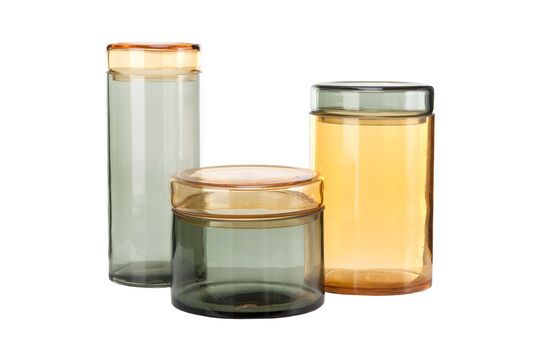 Set van 3 cognac glazen potten Doppen