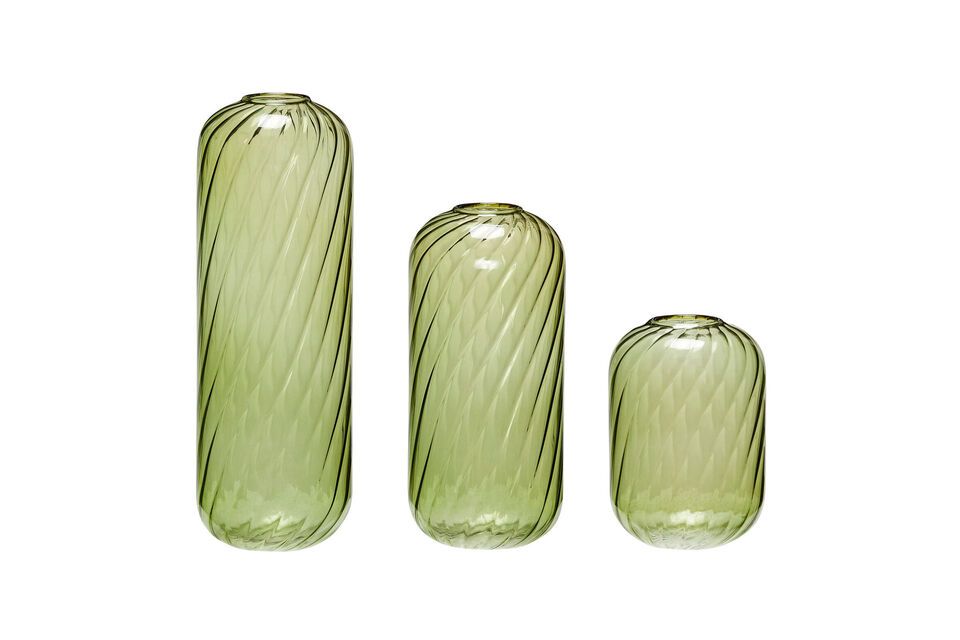 Set van 3 groene glazen vazen Fleur Hübsch