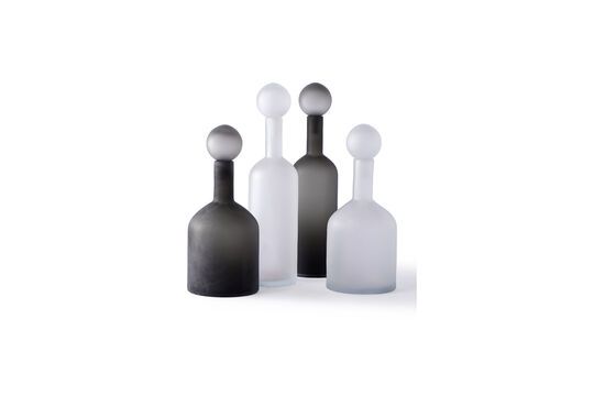 Set van 4 zwarte glazen Bubbles flessen