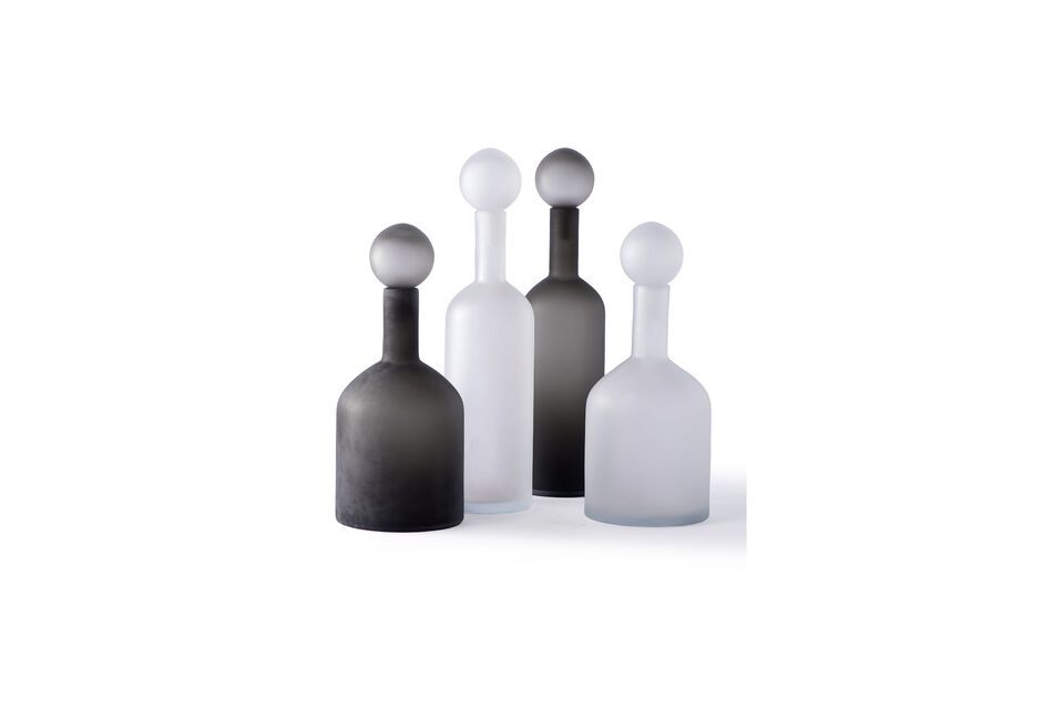 Set van 4 zwarte glazen Bubbles flessen Pols Potten