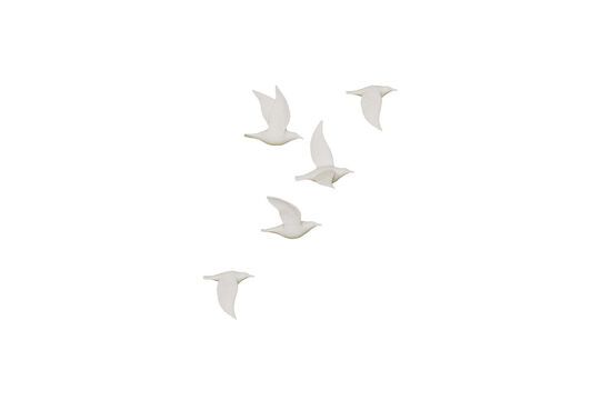 Set van 5 Biscuit witte porseleinen vogel wanddecoraties Productfoto