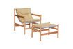 Miniatuur Set van beige Heritage stoffen fauteuil en voetensteun 1