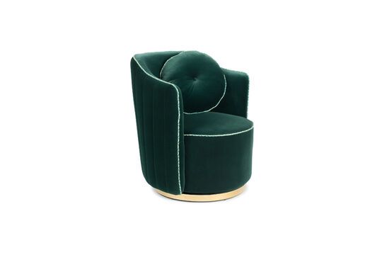 Stijlvolle donkergroene fluwelen fauteuil Productfoto