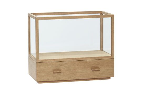 Vitrine van glas en licht hout Bril Productfoto