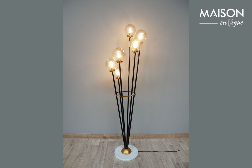 Zwart en goud metalen vloerlamp Artifice Chehoma