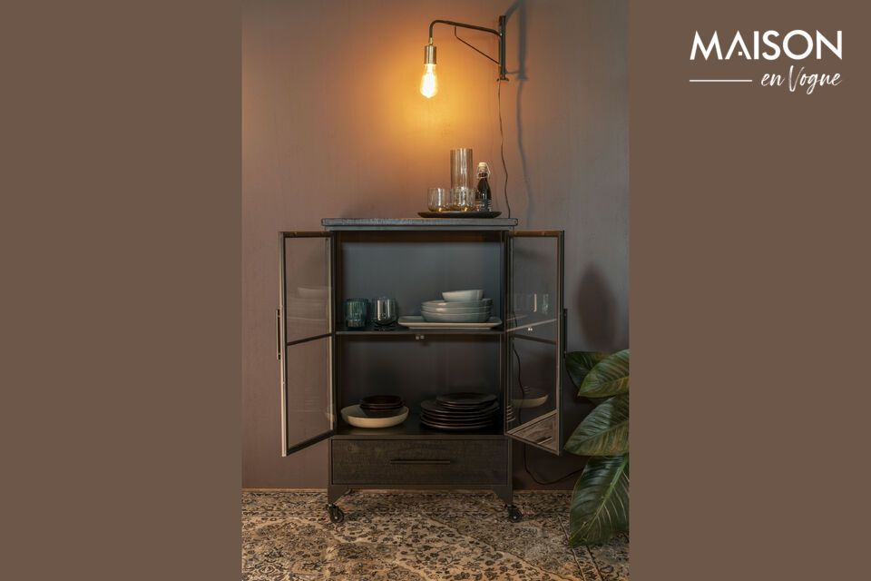 Ontdek functionele elegantie met de Ferre Black Wood Showcase