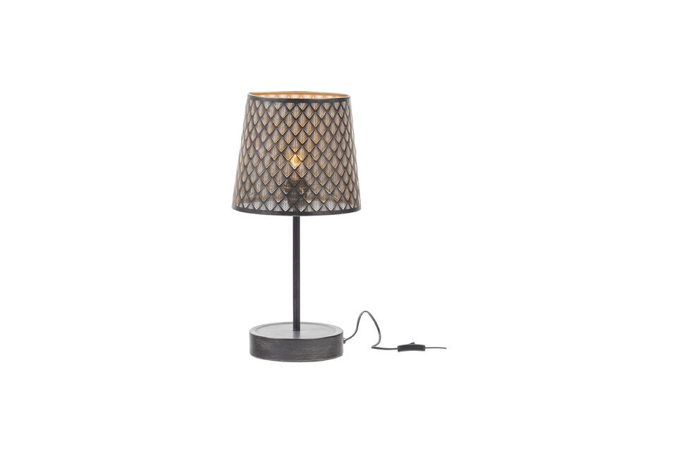 Zwarte metalen lamp met Kars motief, trendy art deco stijl